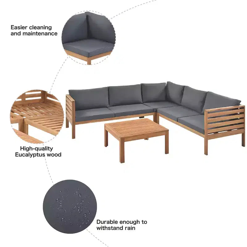 Polibi Acacia Eck-Outdoor-Sofa-Set mit passendem Couchtisch