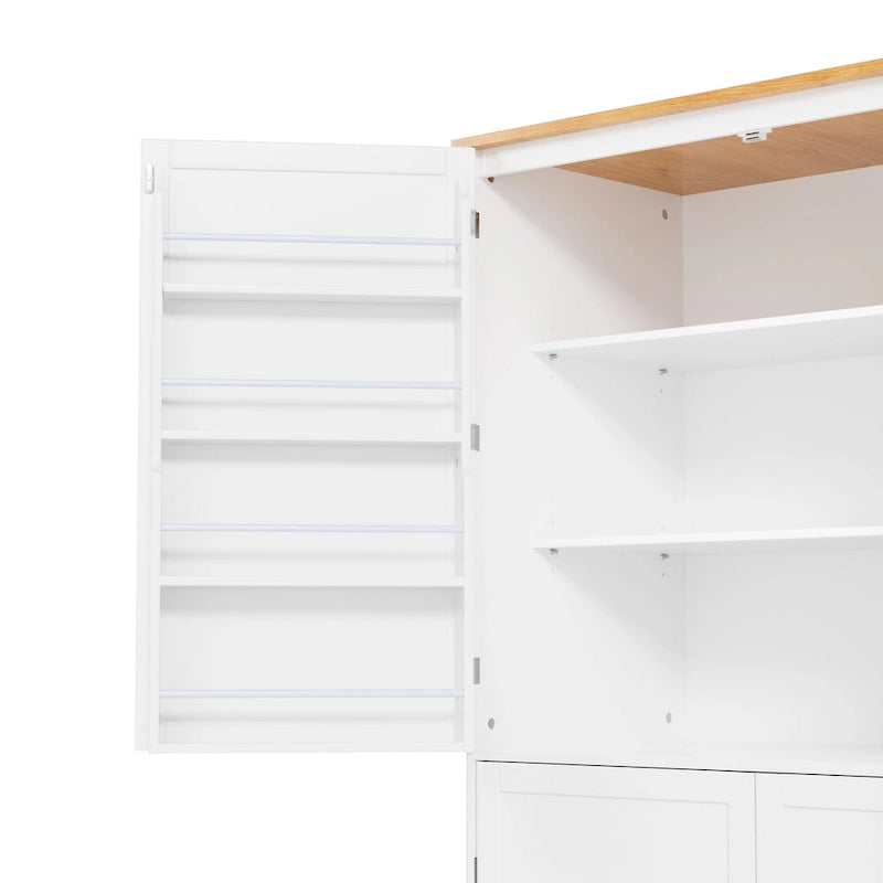 40,2x20x71,3 Hoher freistehender Küchenvorratsschrank Großer Schrank Aufbewahrungsschrank mit 2 Schubladen 2 verstellbaren Einlegeböden 8 Türfächern