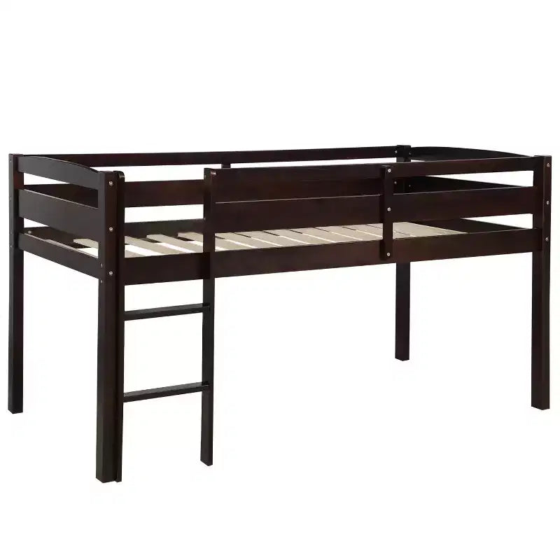 Luxystar Hochbett aus Massivholz in Twin-Size mit Leiter und Absturzsicherung für das Kinderzimmer