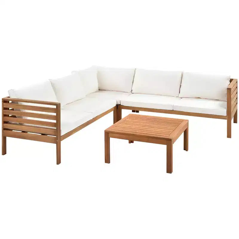 Polibi Acacia Eck-Outdoor-Sofa-Set mit passendem Couchtisch