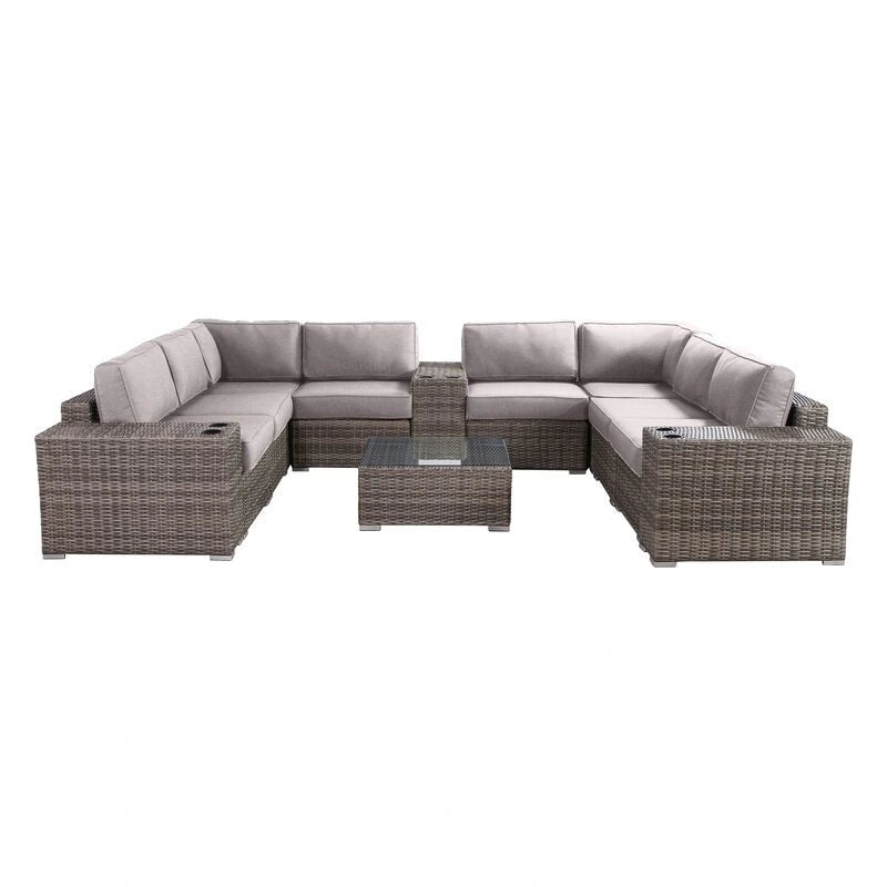 LSI Antibes 12-teiliges Lounge-Set aus grauem Flechtwerk und Aluminium