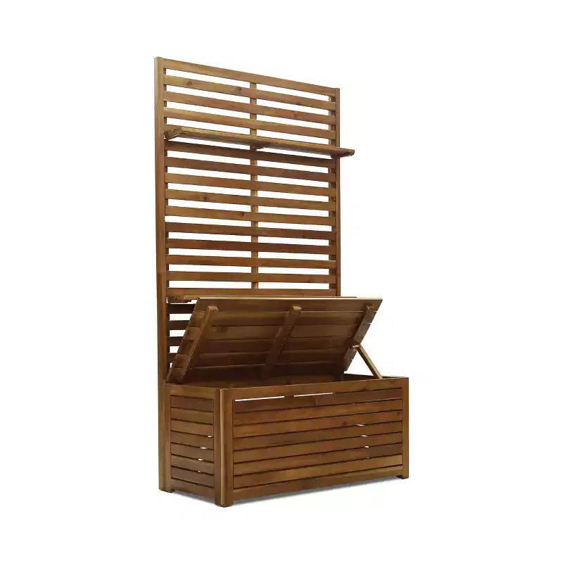 Christopher Knight Home Andrusia Rustikale Garten-Aufbewahrungsbank aus Akazienholz mit Ablage, Teak-Optik