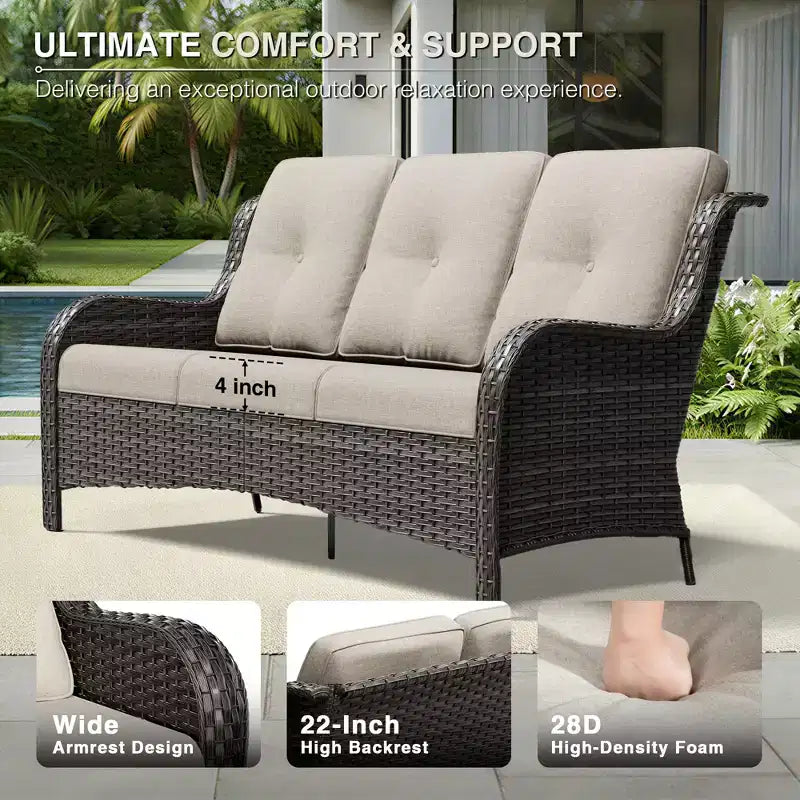 UPTIOT Premium Outdoor-Lounge-Set mit Sofa, Drehstühlen und Fußhocker für ultimativen Komfort und Stil