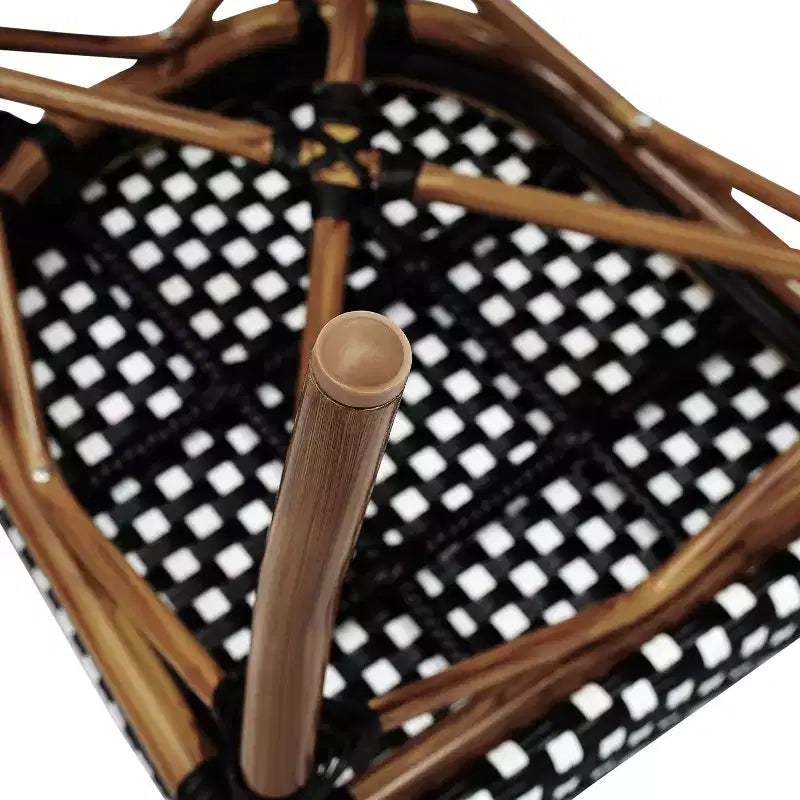 Flash Furniture Lourdes stapelbarer Thonet-Bistrostuhl für den gewerblichen Innen- und Außenbereich, PE-Rattan und Aluminiumgestell