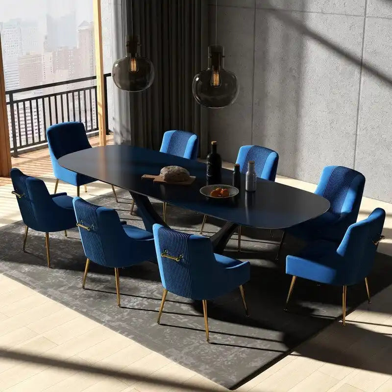 SEYNAR Moderner Glamour Samt-Esszimmerstuhl 8er-Set für das Esszimmer, getufteter Schminkstuhl für das Wohnzimmer (ohne Tisch)