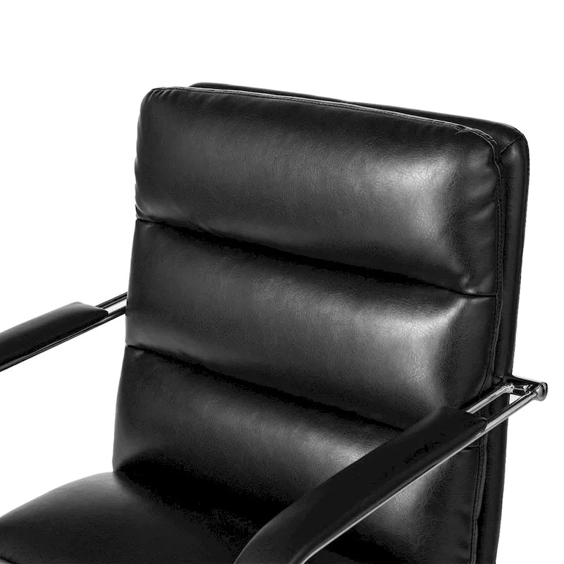 Glitzhome höhenverstellbarer, drehbarer Bürostuhl aus Kunstleder mit Armlehnen und ergonomischem Design