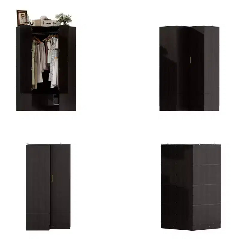 Hitow minimalistischer Eckkleiderschrank mit Doppeltür und Schubladendesign