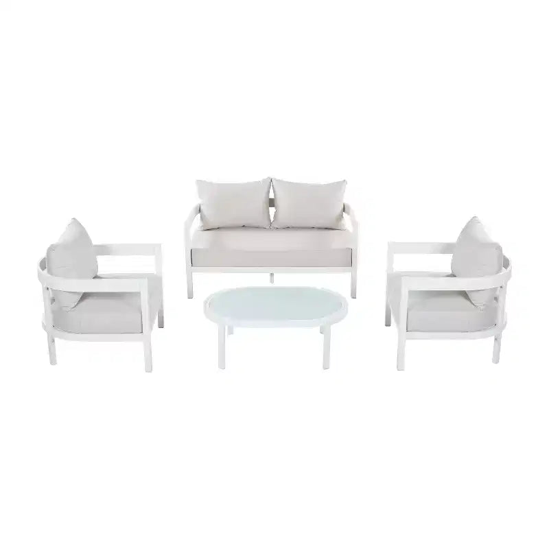 ModernLuxe 4/5-tlg. Outdoor-Sofaset, Terrassen-Sitzgruppe mit Couchtisch, wetterfesten Kissen & rostbeständigem Rahmen