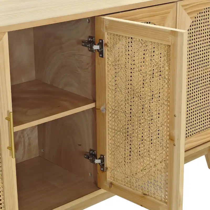 4-türiger Schrank mit Rattantüren