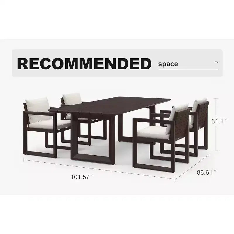 PURPLE LEAF luxuriöses Outdoor-Essgruppe aus Aluminium mit Tisch und Stühlen sowie abnehmbaren, dicken Sitzkissen