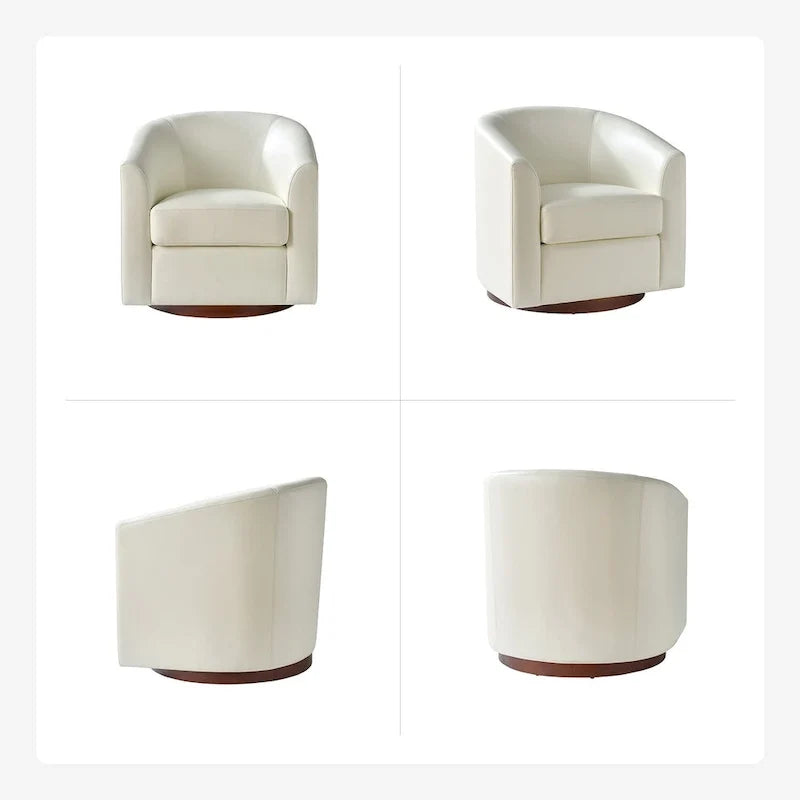Haley Moderne drehbare Fässerstuhl-Set aus Kunstleder mit Massivholzfuß, 2er-Set von HULALA HOME