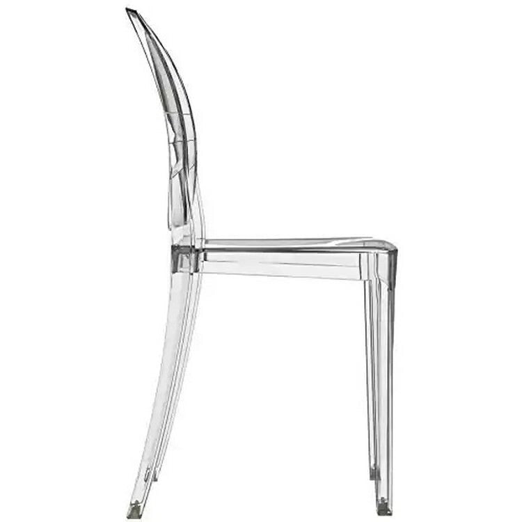Stapelbare Mid-Century Modern Kristallklare Armlehnlose Stühle Transparent für Ess- und Wohnzimmer als Akzent- oder Schreibtischstuhl