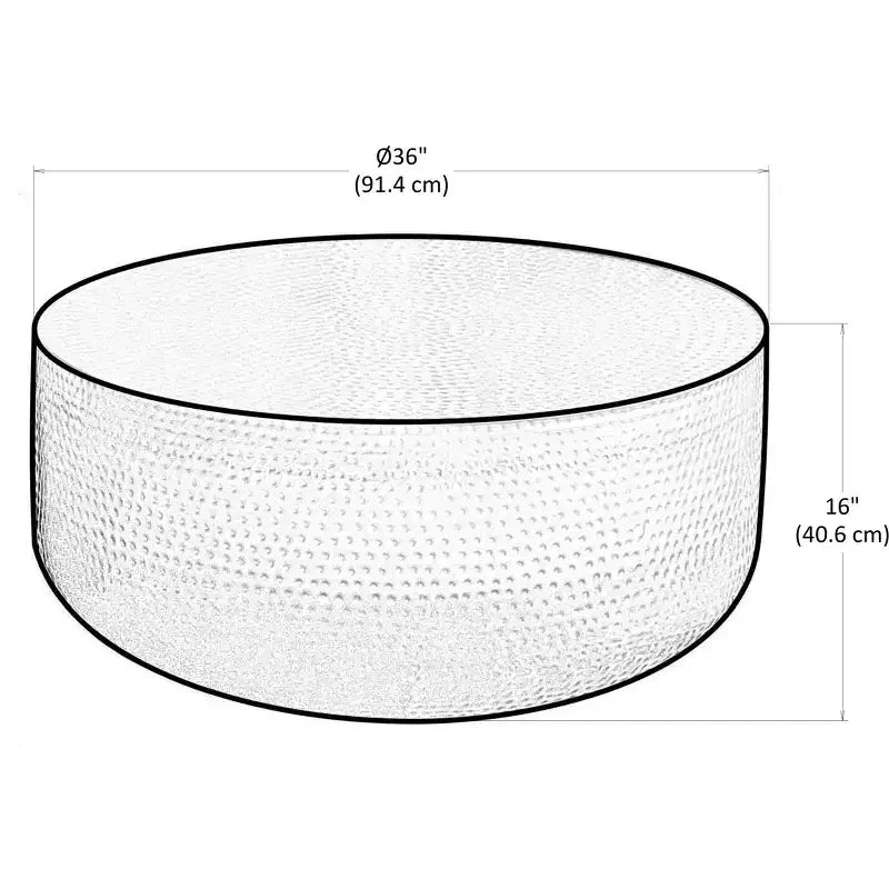 Kacy 36 Zoll breiter, moderner Couchtisch aus Metall in Silber-Ombré, montiert