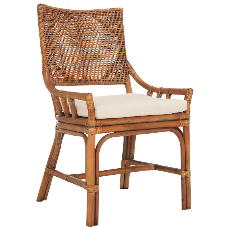 Küstendesign Rattan-Stuhl mit Kissen, 22 B x 24 L x 37 H, 22 B x 24 T x 37 H