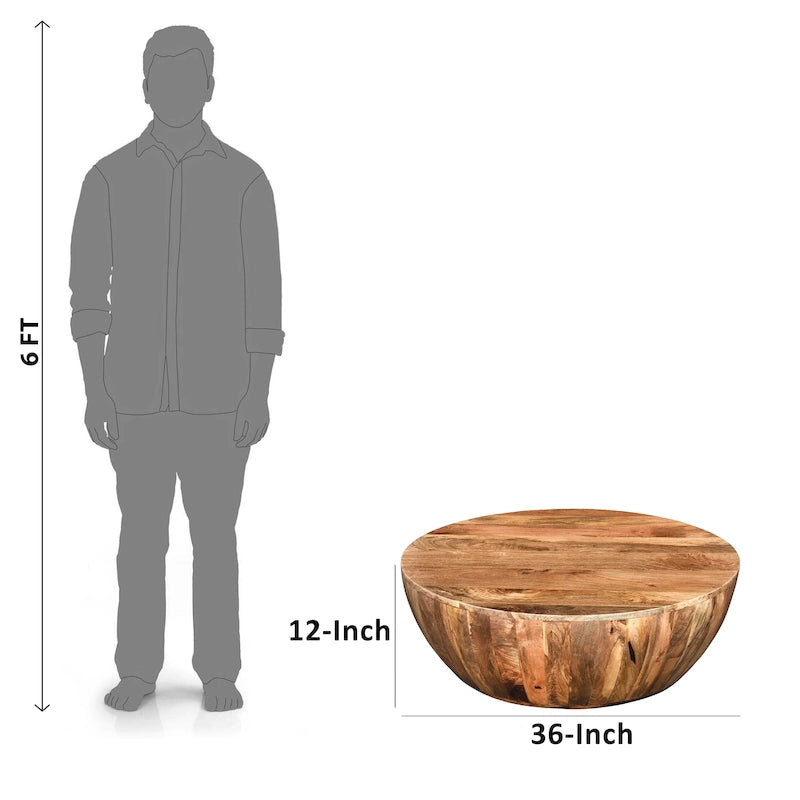 Arthur Couchtisch aus Mangoholz, rund, Dunkelbraun