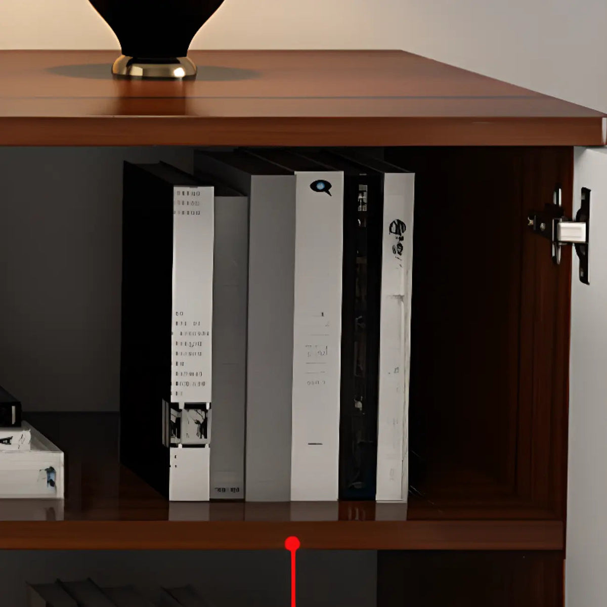 Moderner weißer TV-Schrank aus Holz mit Stauraum und Kabelmanagement