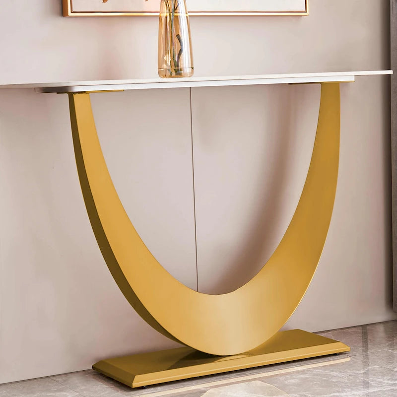 Moderner Konsolentisch, exquisites Formdesign, Metallrahmen mit verstellbaren Fußgleitern für den Eingangsbereich