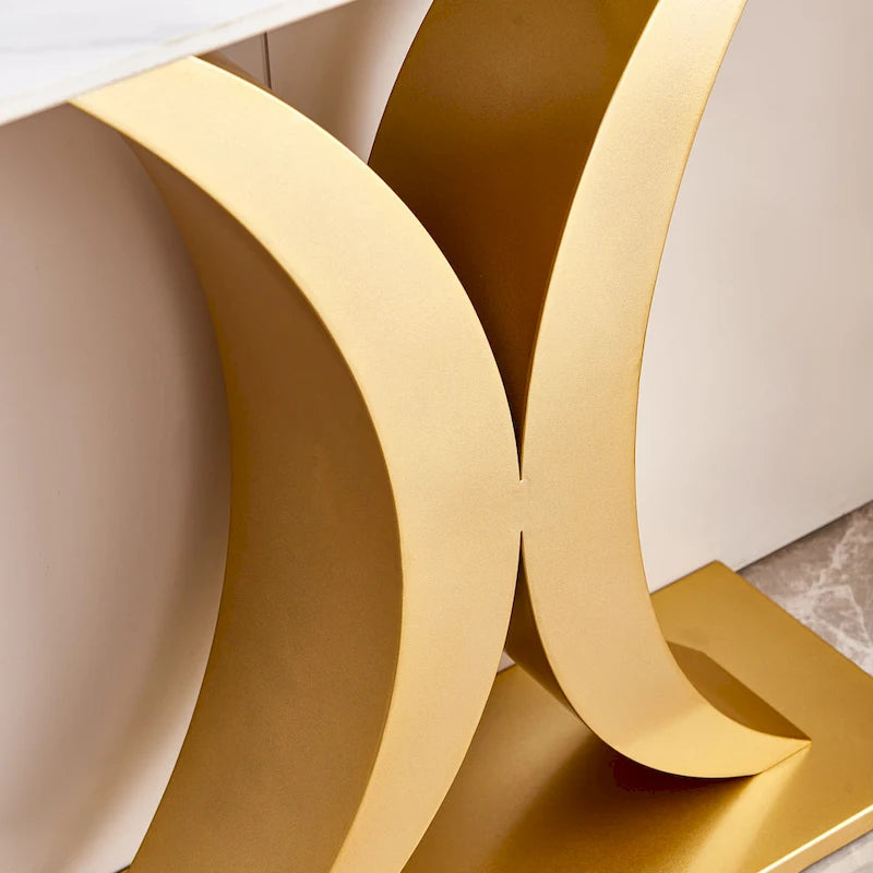 Moderner Konsolentisch, exquisites Formdesign, Metallrahmen mit verstellbaren Fußgleitern für den Eingangsbereich