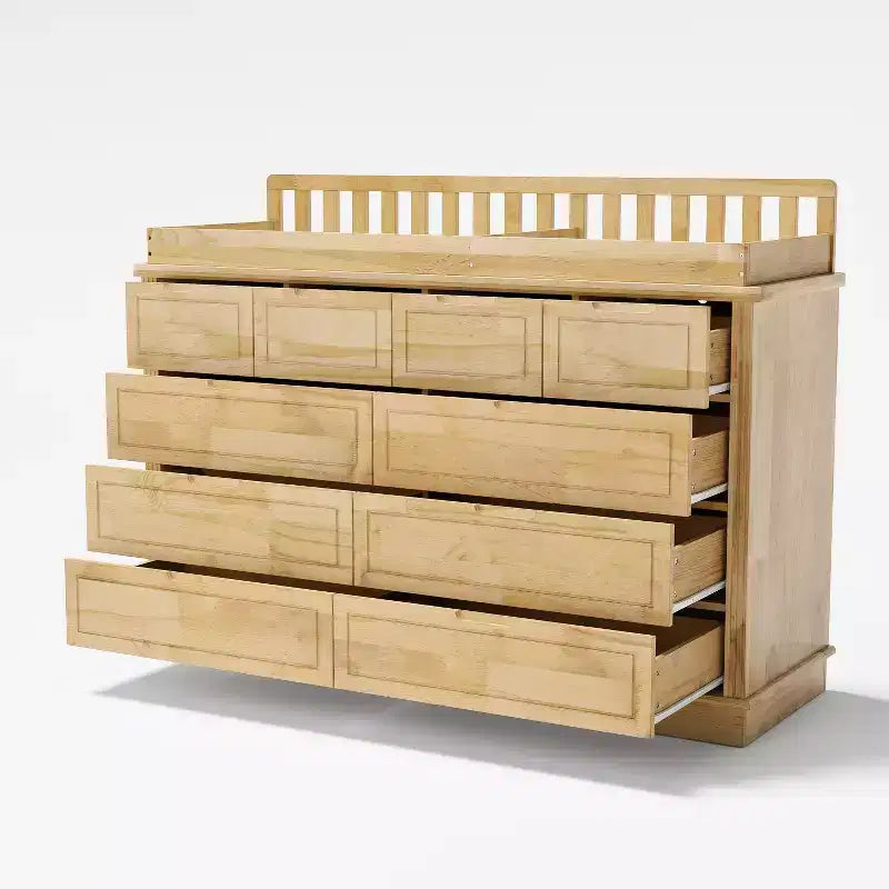 Homsee Wickelkommode aus massivem Kiefernholz: Abnehmbarer Aufsatz, Schubladen-Stauraum, All-in-One-Ausstattung für das Kinderzimmer