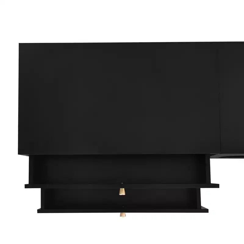 TV-Ständer für 95-Zoll-Fernseher, extra lange Medienkonsole mit 2 Türen und 4 Schubladen, großer TV-Schrank mit geriffelten Glastüren
