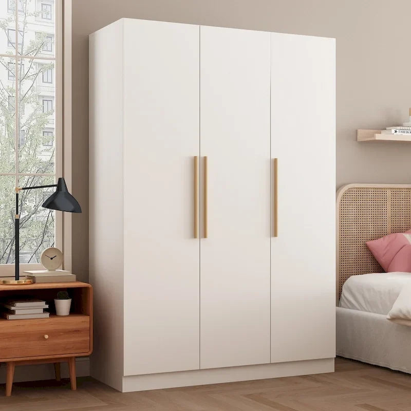 Timechee 47,2 Kleiderschrank Massivholzgriffe Weiß