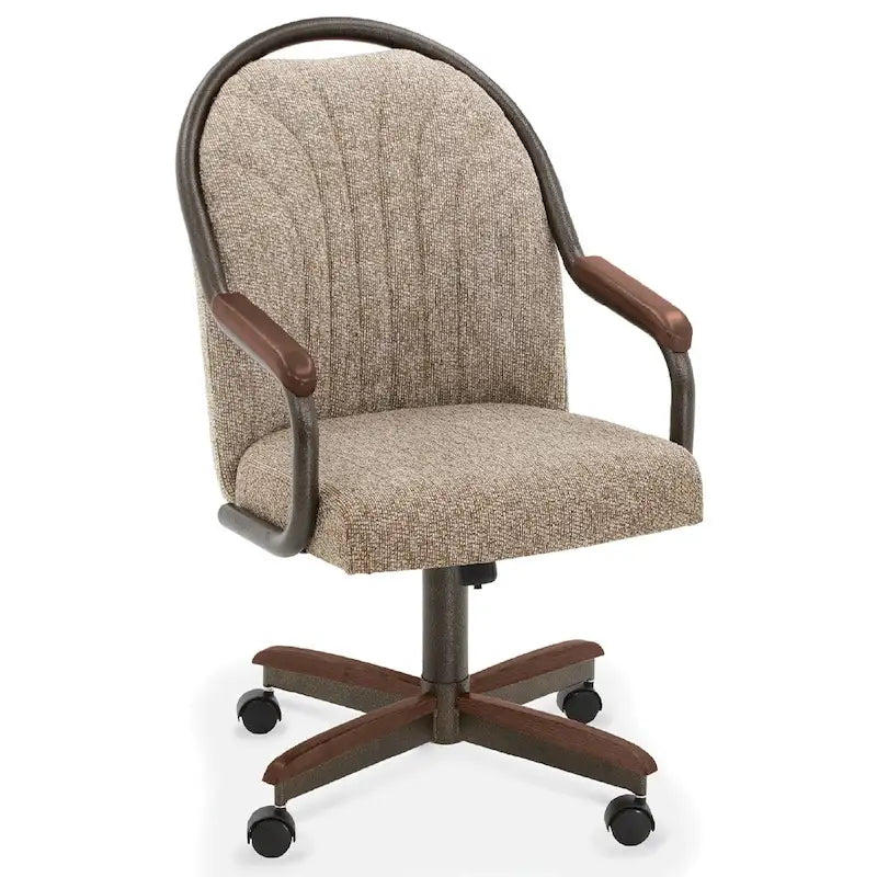 Chromcraft Douglas Esszimmerstühle mit Rollen in Kastanienbraun, graues Finish (2er-Set)