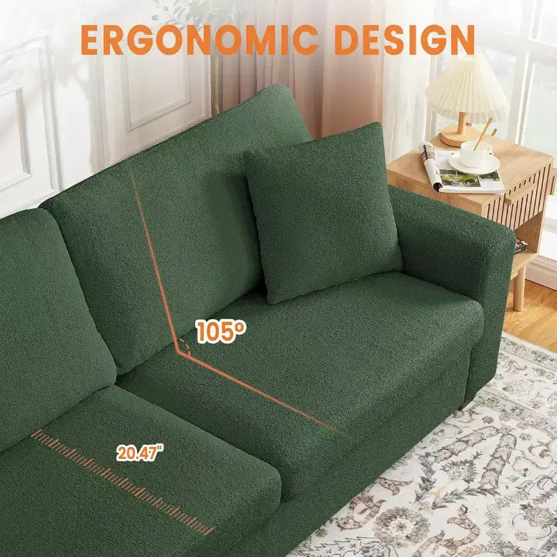 83W Modernes 3-Sitzer-Sofa mit tiefer Sitzfläche, weichem Stoff, breiter Armlehne, abnehmbarem, waschbarem Kissenbezug