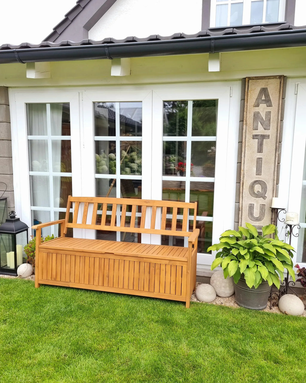 Gartenbank 160 cm mit Stauraum Akazienholz Braun