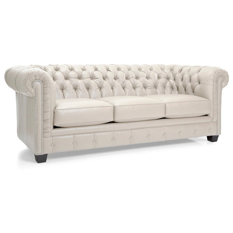 Hancock Chesterfield-Sofa mit Tufting aus genarbtem italienischem Leder – 79 H x 218 B x 102 T (cm)