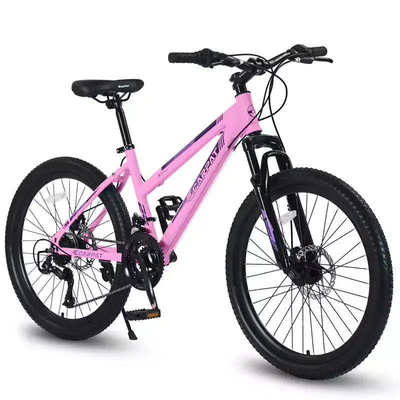 NAYSAYE Fahrrad 26 Zoll Mountainbike mit 21-Gang-Schaltung und Dual-Scheibenbremsen für Teenager und Damen, Pink, 65*24,8*37,4