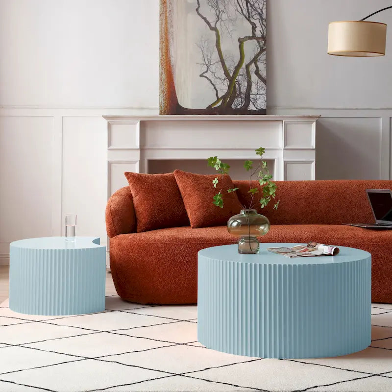 Modernes, glamouröses rundes Satztisch-Set für das Wohnzimmer (2-tlg.), nicht montiert