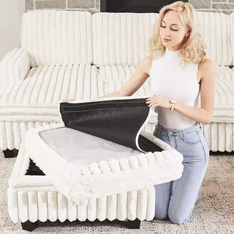 Belffin Cord-Ottomane mit Stauraum für modulares Ecksofa