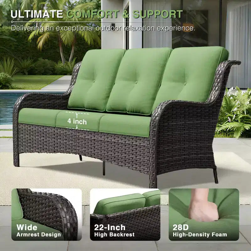 UPTIOT Premium Outdoor-Lounge-Set mit Sofa, Drehstühlen und Fußhocker für ultimativen Komfort und Stil