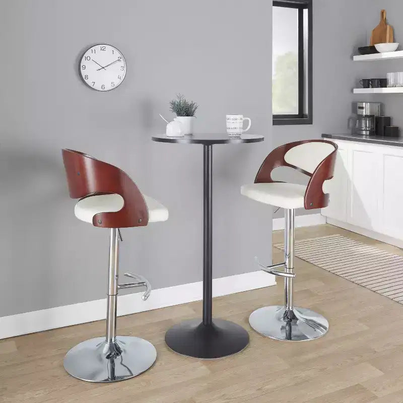 2er-Set Pino Barhocker im Mid-Century-Modern-Stil, höhenverstellbar und drehbar – Lumisource