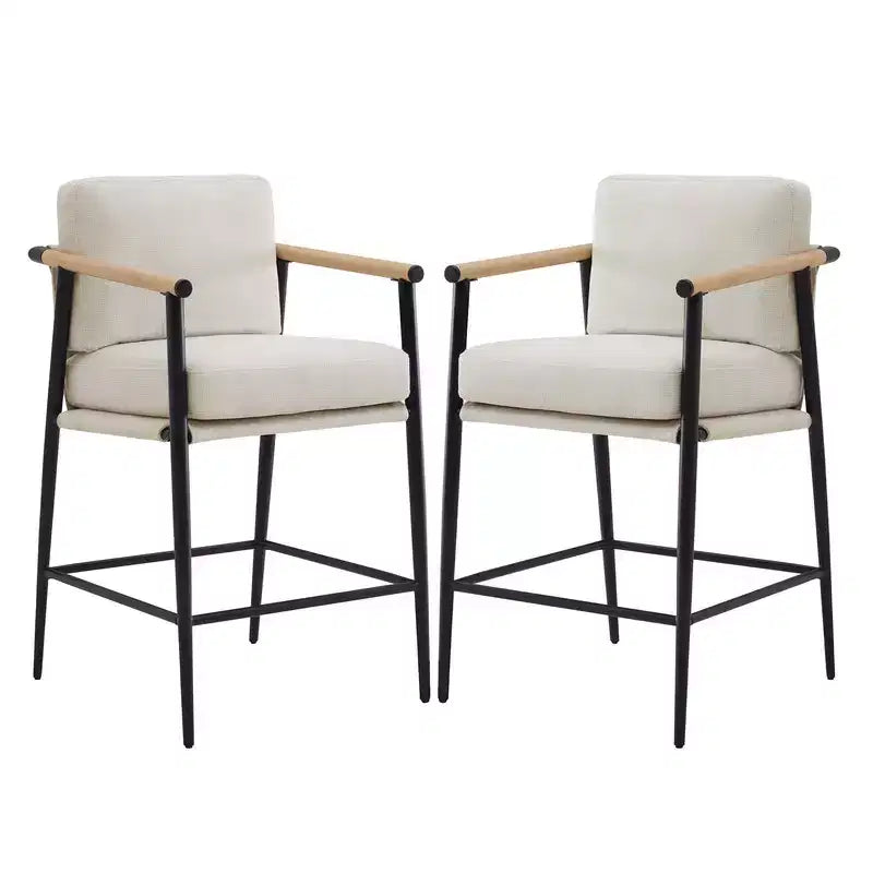Spruce&Spring Moderne Tresenhocker mit Armlehnen & Metallgestell, 2er-Set
