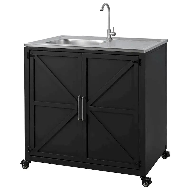Mobile Outdoor-Spüle, modulare Terrassen-Spülstation mit Schrank