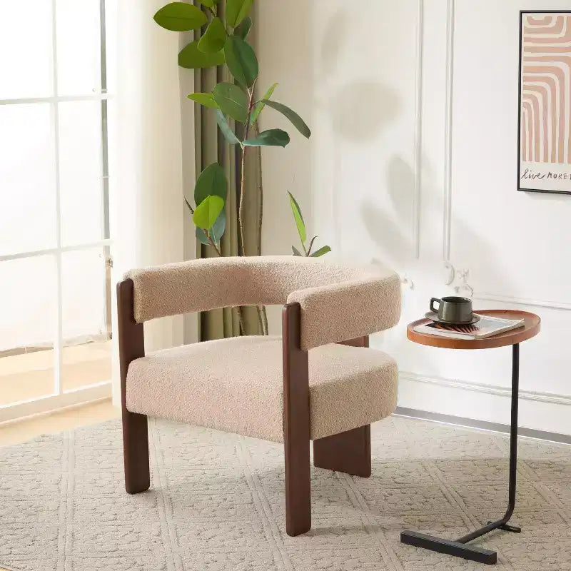 Christopher Knight Home Noah moderner Akzent-Sessel mit Polsterung und Gestell aus Kautschukholz
