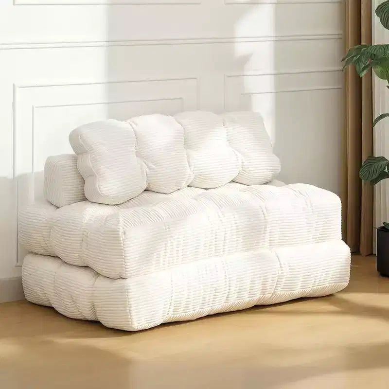 3-in-1-Klappsofa mit Schlaffunktion, umwandelbarer Schlafsessel mit Kissen, tragbarer ausklappbarer Sessel mit Schlaffunktion, bequemes Bodensofa mit Rückenstütze fürs Wohnzimmer, Beige