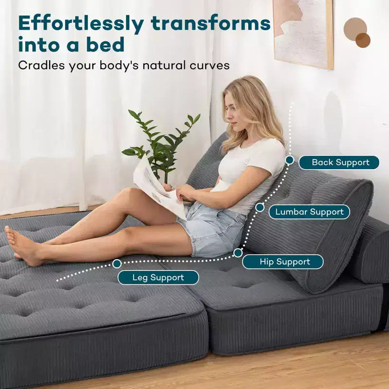 WARMOUNTS Klappbares Schlafsofa mit verstellbarer Rückenlehne, wandelbares Queen-Size-Schlafsofa für Wohnzimmer & Büro