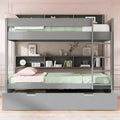 Luxystar modernes Etagenbett mit zwei vollwertigen Liegeflächen, Regalen und Ausziehbett