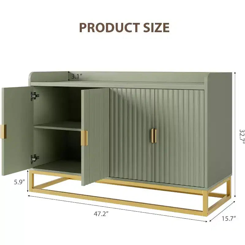 Buffetschrank mit Stauraum-Sideboard, 4 Türen, 120 cm breit, modernes Medien-Sideboard