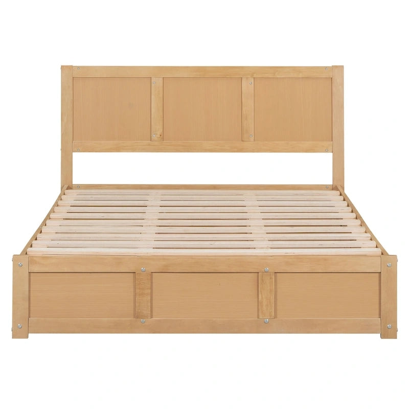 Holz-Plattformbett mit Stauraum und 2 Schubladen