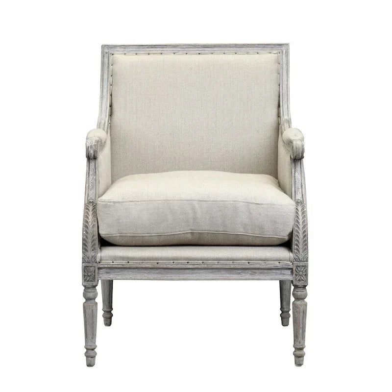 Burnham Home Designs Prentice Collection Cremefarbener Holzarmlehnstuhl