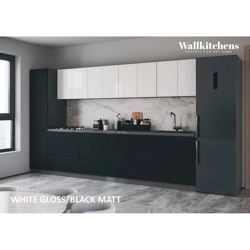 Küchen-Kollektion Elegant, schwarze Basis, Größe 11 Fuß breit - 135x24