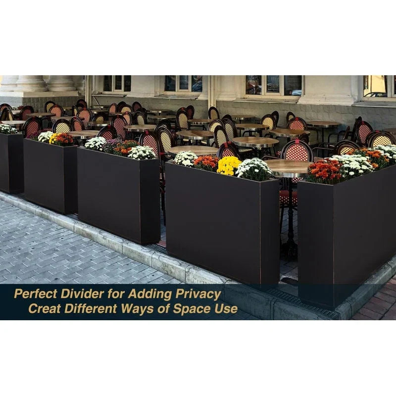 Schwerer metallischer Pflanzkübel für Außenpflanzen, 38L x 10B x 30H Zoll, hohe und lange Pflanzbox mit Metallteiler – 38 x 30 x 10