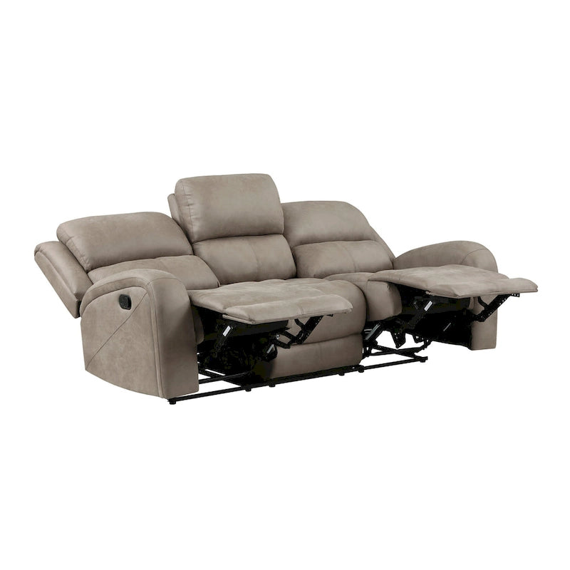 Patsy 85-Zoll manuelles Doppel-Recliner-Sofa, braun, Mikrofaser mit getufteter Rückenlehne