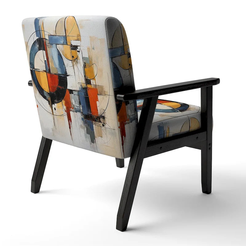 Designart Colorful Mid Century Abstract Fusion I Polsterter Mid-Century Akzentsessel und Mid-Century Modern Sessel