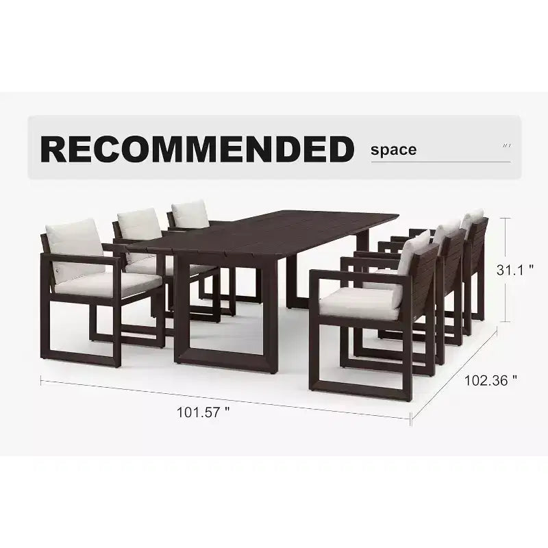 PURPLE LEAF luxuriöses Outdoor-Essgruppe aus Aluminium mit Tisch und Stühlen sowie abnehmbaren, dicken Sitzkissen