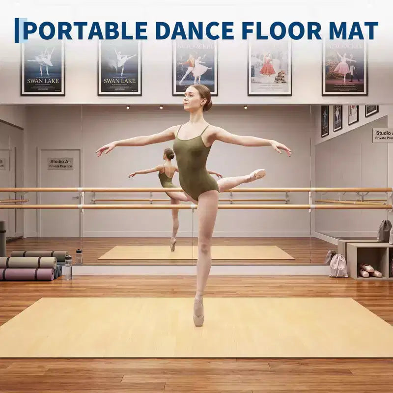 Tragbare 4x6 PVC-Tanzmatte, 5 mm dicke, rutschfeste und kratzfeste Tanzmatte für Ballett, Jazz, Stepptanz, Yoga, Pilates und Training zu Hause