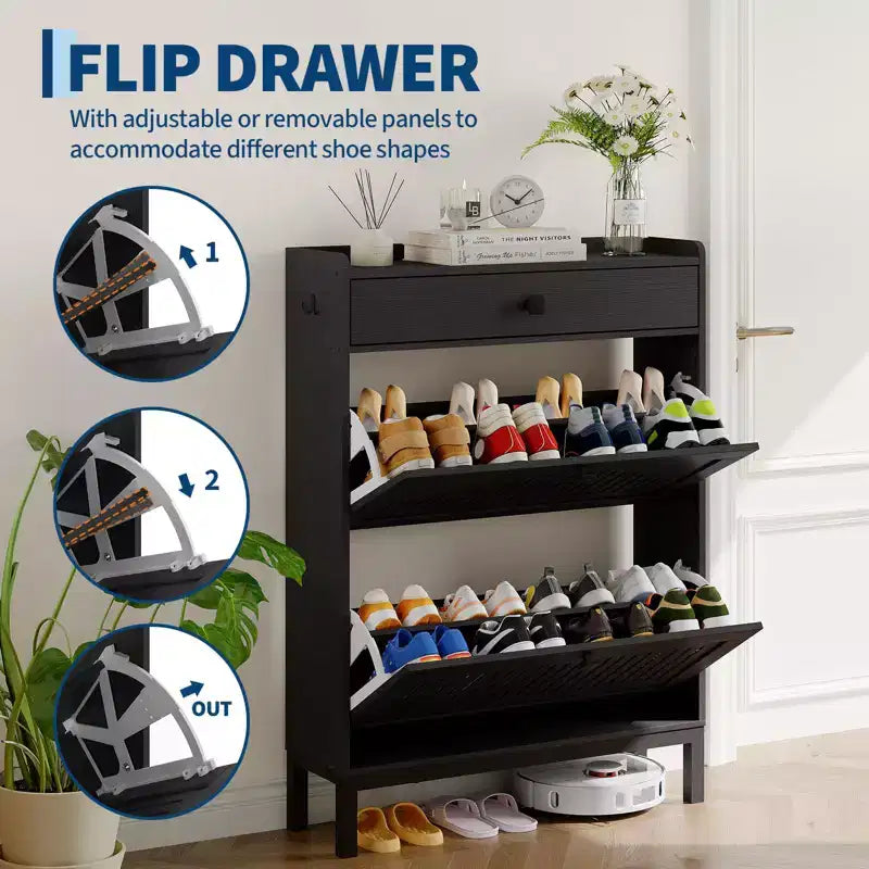 Moderner Schuhschrank aus Holz, verstellbarer Regalboden, freistehendes modernes Design, für Flur, Wohnzimmer
